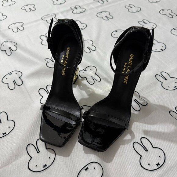 Saint Laurent Patent Leather Buckle Black Signature Pumps - Picture 1 of 6